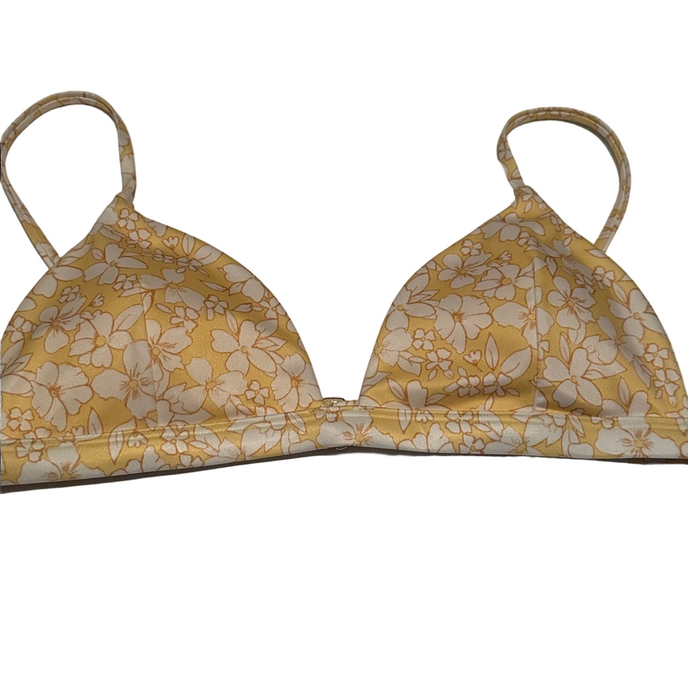 Hollister Yellow White Floral Bikini Top Small - Picture 2 of 6